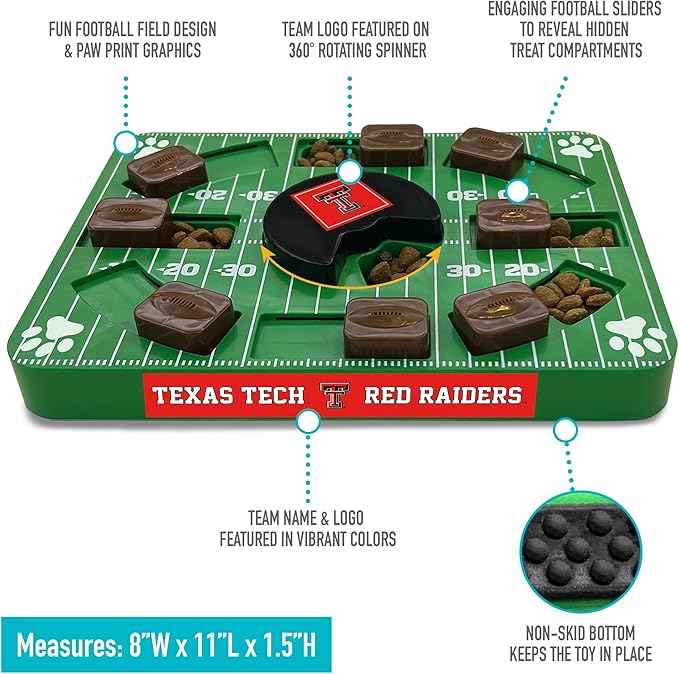 NCAA Puzzle Toy Slow Feeder, Puzzle Treat Dog Toy, Interactive Dog Treat Toy, Dog Puzzle Feeding Slow Toy (Texas Tech Raiders)