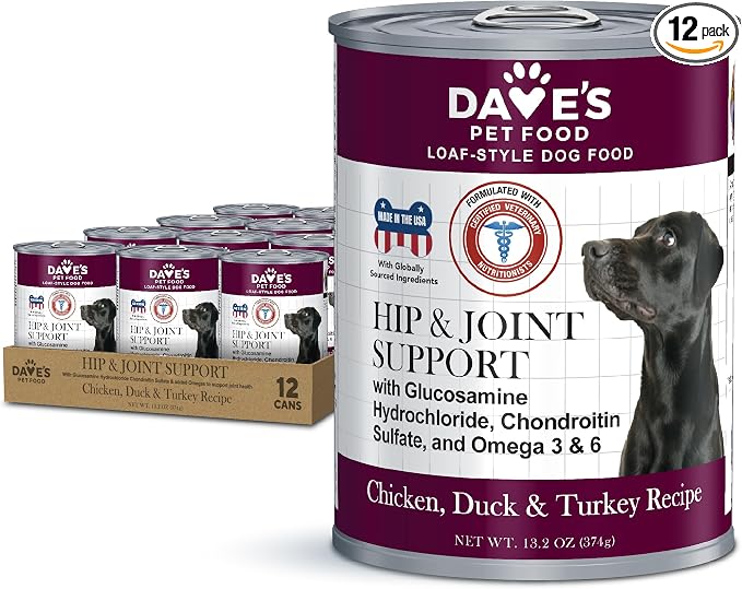 Dave's Pet Food Hip and Joint Support Dog Food, 13.2 oz, 12pk