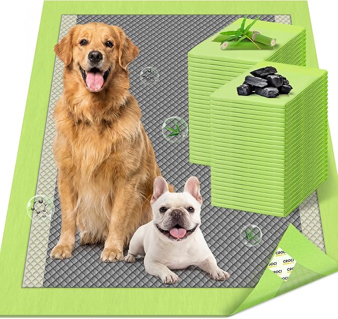 CROCI Dog Pads Extra Large, 30"x36" XXL Puppy Pads, 2X Odor-Control with Charcoal & Bamboo Material, 4-Corner Adhesive Tabs, Super Absorbent & Leak-Proof (30 Counts)