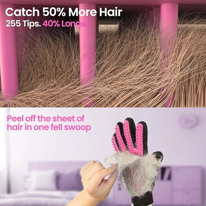 Pet Hair Remover Glove, 1-Pack, Pink
