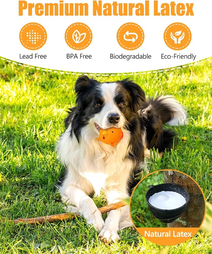 Dog Toys Squeaky, Interactive Latex Rubber Cute Animal Pet Toy Pack Squeak Balls for Puppy Small Medium Breed Dogs