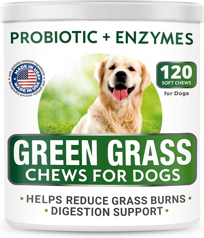 All-Natural Grass Treatment for Dog Urine Bundle - Grass Restore Treats for Dogs - Pee Lawn Repair Chews w Probiotics - Dog Urine Neutralizer Solution for Grass Burn Spots - Made in USA