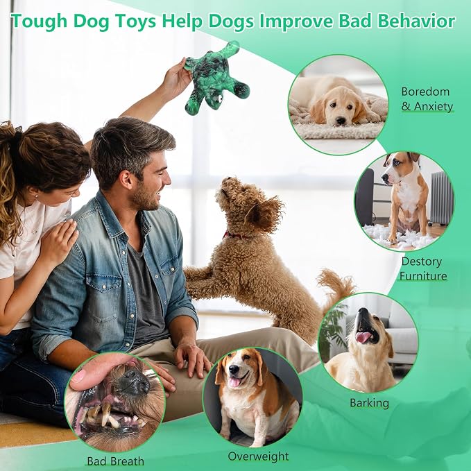 Letsmeet Tough Indestructible Dog Chew Toys for Aggressive Chewers to Keep Them Busy - Heavy Duty Nylon with Treat Groove for Medium & Large Breeds