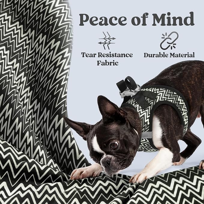 rabbitgoo Step-in Small Dog Harness, Puppy Vest for Small Sized Pet | Easy Put on and off, Lightweight, Soft, Breathable Quick-Dry Air Mesh for Comfortable Secure Walking, Black Zigzag M