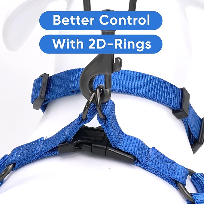 Pawtitas Solid Step-in Dog Harness – Adjustable No-Pull Vest for Puppies to Seniors, Safe & Comfortable L Blue