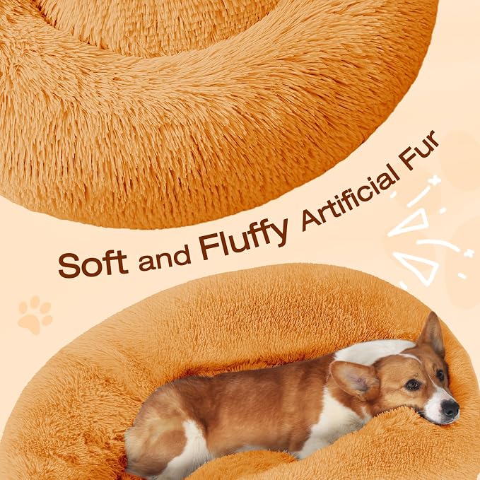 JOLLYVOGUE 27" Calming Donut Dog Bed