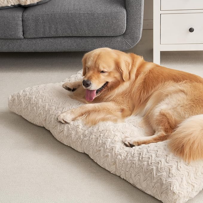 EHEYCIGA Washable XL Dog Beds Large Sized Dog, 44x32 Inch Pet Bed, Beige