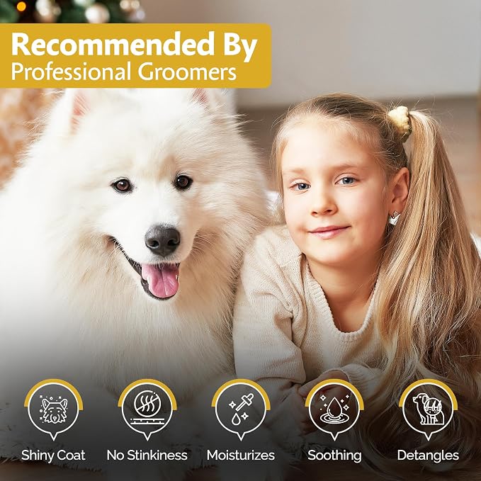 Oatmeal Shampoo for Dogs - 1 Gallon Dog Shampoo Champu para Perros & Conditioner Concentrate Professional Grooming - 1 Gallon Sensitive Hypoallergenic Dogs Shampoos, Oatmeal Puppy Shampoos