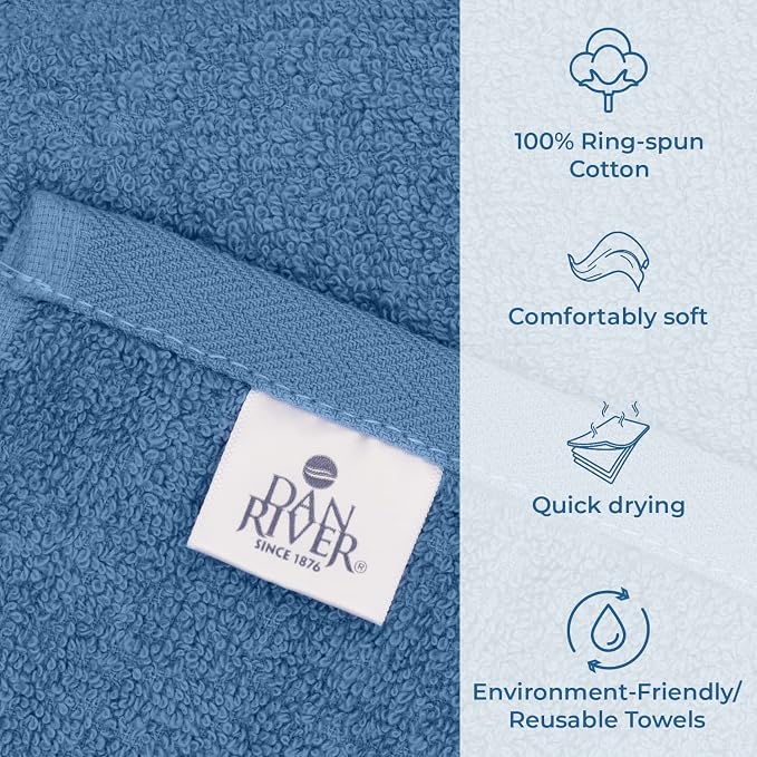 DAN RIVER Dog Towel - Pack of 1, 100% Cotton, 20x40, Ultra Soft 450 GSM, Super Absorbent & Quick Drying Towel for Dogs, Cats, and Other Pets, Riviera.