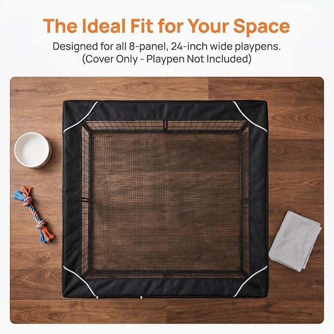 PJYuCien Rectangle Playpen Top Cover- Stabilize The Dog Play Pen, Fits 8 Panels 24" Width Metal Dog Playpen -48"x48" Assembly Size Playpen Cover (Only Cover)