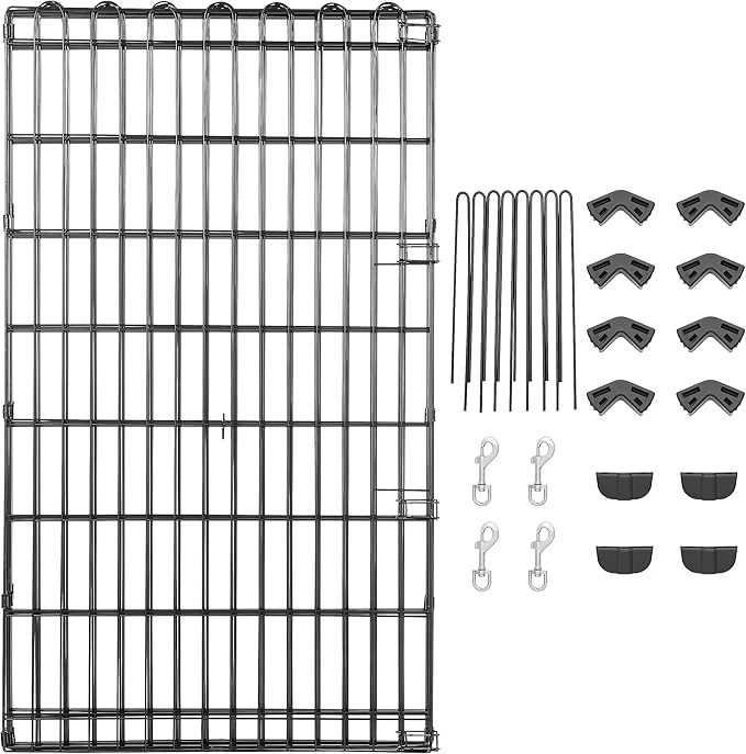 Amazon Basics Foldable Octagonal Metal Exercise Dog Playpen, Indoor/Outdoor, No Door, 8 Connected Panels, Large, 42 Inches Height, Black