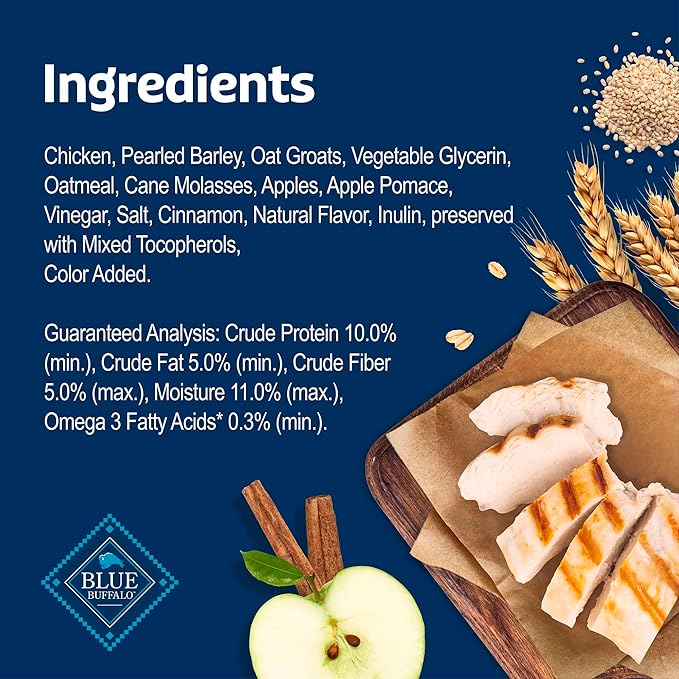 Blue Buffalo Soft & Chewy Health Bars, Baked with Real Chicken & Apples, Natural Dog Treats Mineral Enhanced for Flavor, 9 oz. Bag