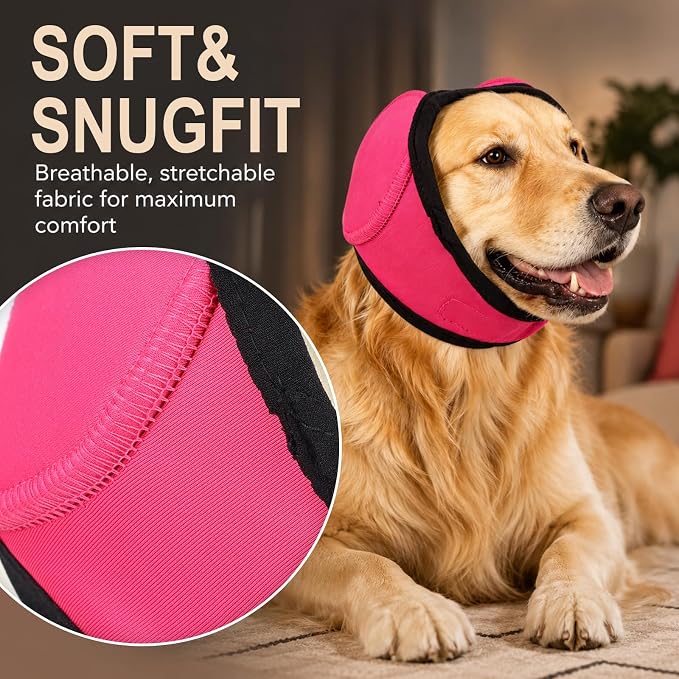 Noise Cancelling Ear Wrap, Dog No Shake Ear Wraps, Comfortable Quiet Dogs Calming Hoodie, Adjustable, Effectively isolates Noise from Fireworks, Thunder, and Vacuum Cleaners (Gray, M)