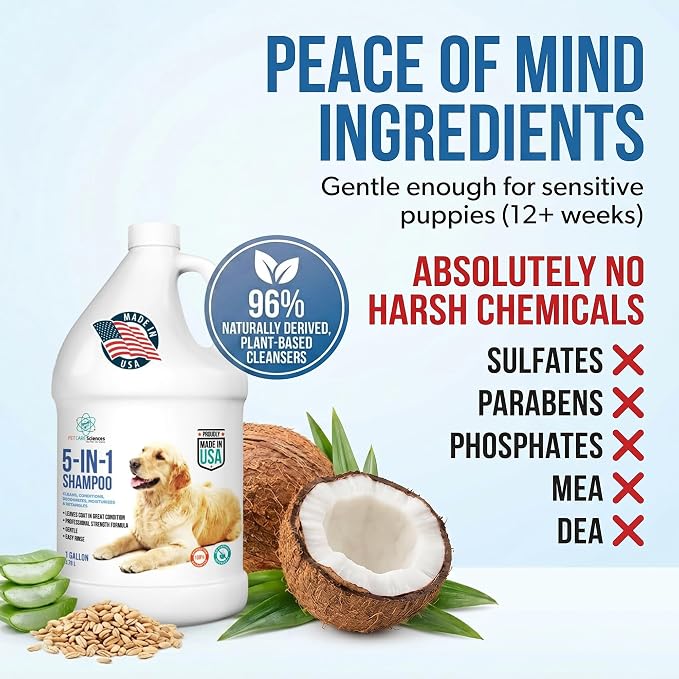 Gallon Bottle - 5 in 1 Dog Shampoo - Groomers Choice - Made in The USA