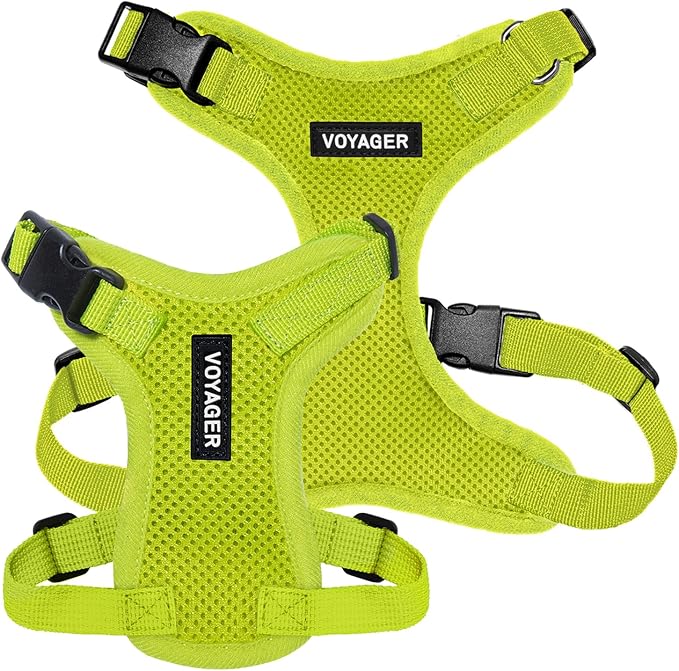 Voyager Step-in Lock Dog Harness - Lime Green, Large | 20 - 25" in Chest, Adjustable, Breathable Air Mesh, Lightweight for Daily Walks, Strong Clips, Heavy Duty D-Ring