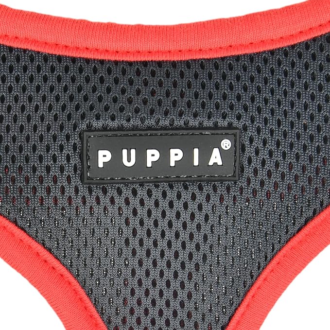 Puppia Soft Dog Harness II Mesh Over-the-Head All Season No Pull No Choke Walking Training Adjustable for Small & Medium Dog - Grey - L