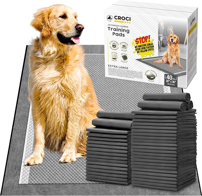 CROCI 28x44in Activated Carbon Pee Pads for Dogs 25 Counts, 30x36in 40 Counts
