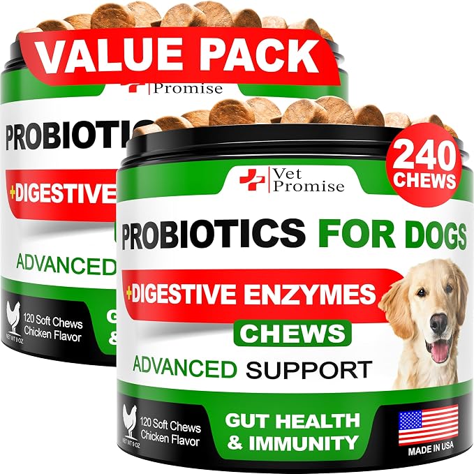 (2 Pack) Probiotics for Dogs - 240 Ct, Dog Probiotics and Digestive Enzymes