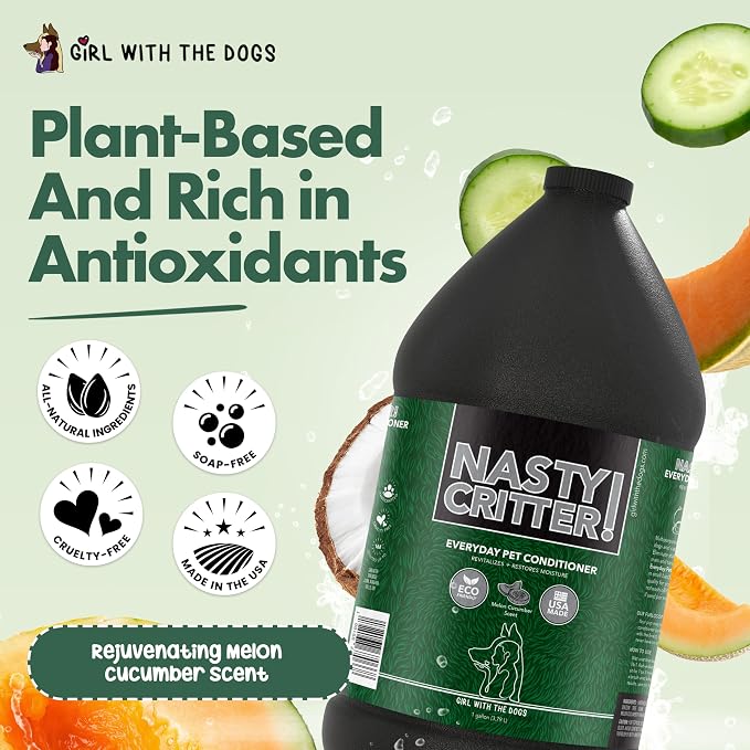 Nasty Critter! by Girl With The Dogs - Made in USA - Everyday Deep Cleaning Dog Conditioner for 8 Weeks and Up, 1 Gal