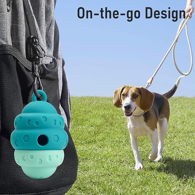Dog Treat Dispensing Toy, Silicone Puppy Food Dispenser for Small Medium Dogs Puzzle Feeder Ball Interactive Toys & Enrichment Mental Stimulation Topple Outdoor Training Travel Honeycomb Green