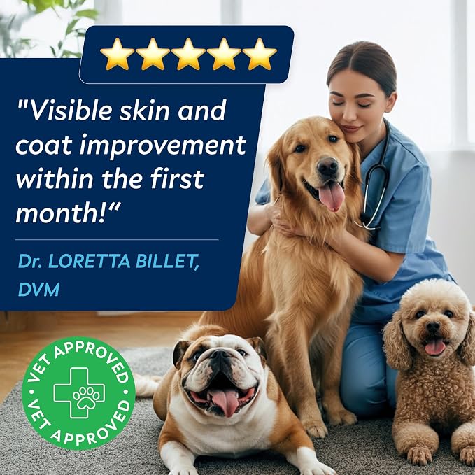 Omega 3 for Dogs - Fish Oil Skin & Coat Supplement, Itch & Allergy Support