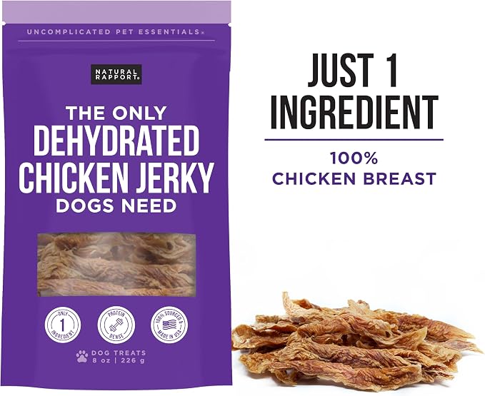 Natural Rapport Chicken Jerky, Single-Ingredient, High Protein, 8 oz