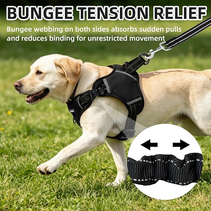 PUPTECK Dog Harness Medium Sized, No Pull Step-in Pet Vest Harness, Adjustable Soft Padded Reflective Safe Night Walking, No Choke Easy On & Off, Black M