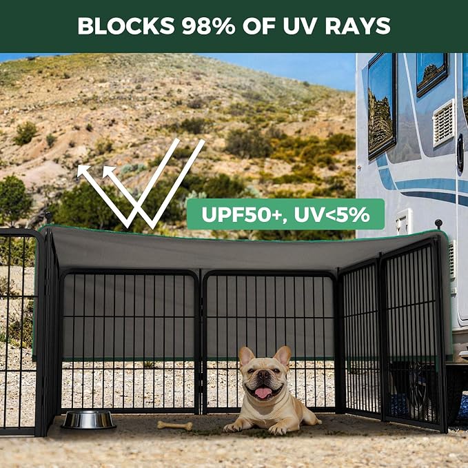 FXW Rollick Unleashed Dog Playpen, 24in, 16 Panels with Sun Shade, Small/Puppy, Black