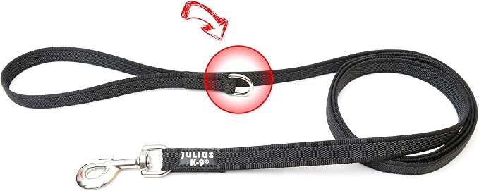 Color & Gray Super-Grip Leash with Handle, and O-Ring, 0.55 in x 6 ft, Black-Gray