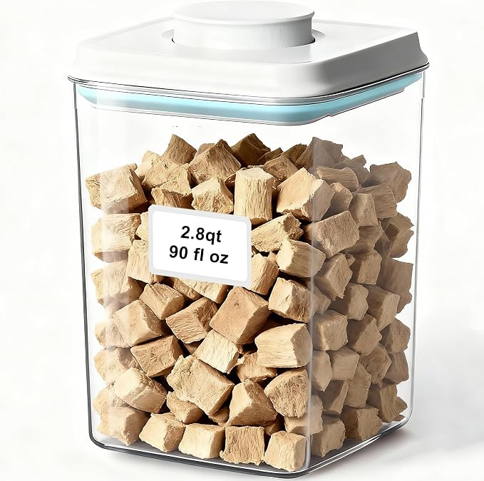 Dog-Cat Treat Container Pop Pet Food Storage Container for Kibble & Treats with Stackable Pop Lid Plastic Container for Home Kitchen Organizer 2.8qt