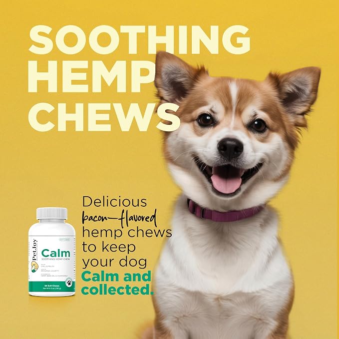 PetJoy Hemp Calming Chews for Dogs Relaxation Separation Anxiety Relief, Chamomile