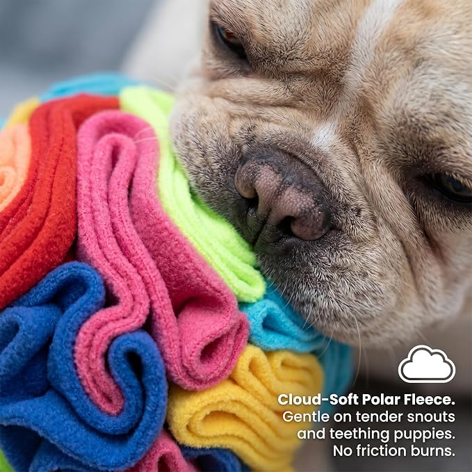 Snuffle Ball for Dogs - Soft Polar Fleece Interactive Puzzle Toy for Mental Stimulation & Boredom - Safe, Plastic-Free Foraging Game & Slow Feeder to Keep Pets Busy Indoors