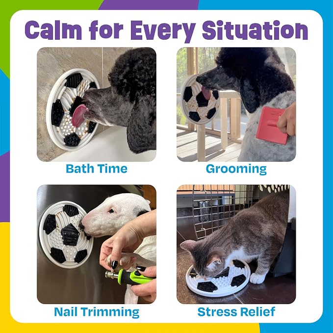 Brightkins Soccer Ball Lick Mat - Mental Stimulation for Dogs, Feeding Treat Mats for Dogs and Cats, Enrichment Dog Food Mat, Puppy Training Tools, Cat Feeder Toy, Dog Toys Boredom, Slow Pet Feeder