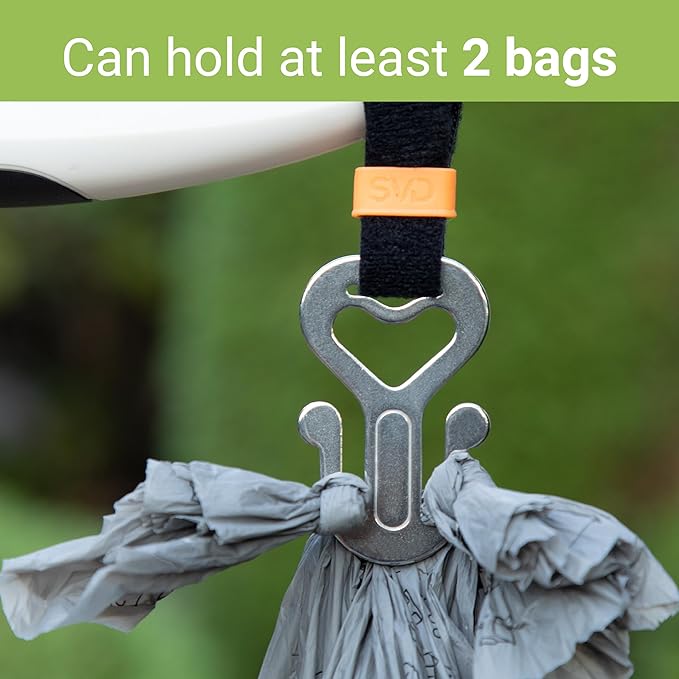 SVD.PET 2PC Dog Poop Bag Holder, Stainless Steel Waste Bag Holder, Dog Poop Bag Carrier, Hand Free Holder (Metal)