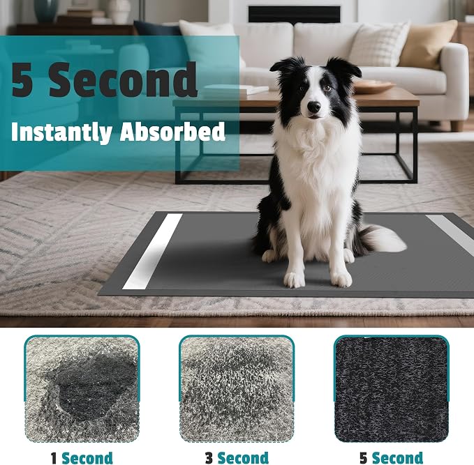 Charcoal Puppy Pads, Activated Carbon Odor-Control XL 28"x34" Leak-Proof Pet Training Pee Pads, Disposable Potty Pads for Dogs Cats, Rabbits, 30 Counts