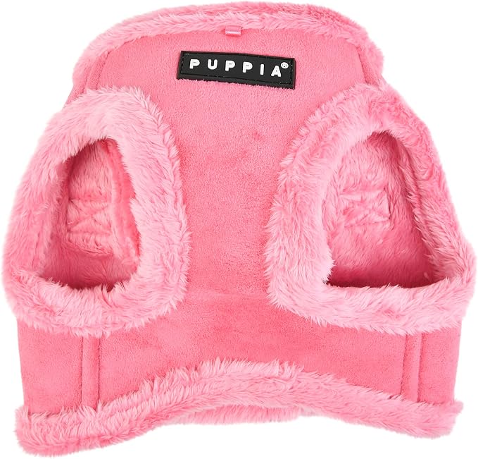 Puppia Terry Vest Dog Harness Step-in Winter Suede Warm No Choke No Pull Training Walking for Small and Medium Dog, Pink, Large