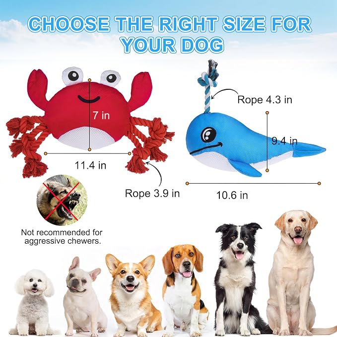 BEAUTYZOO Floating Dog Pool Toys, 2-Pack, Whale & Crab