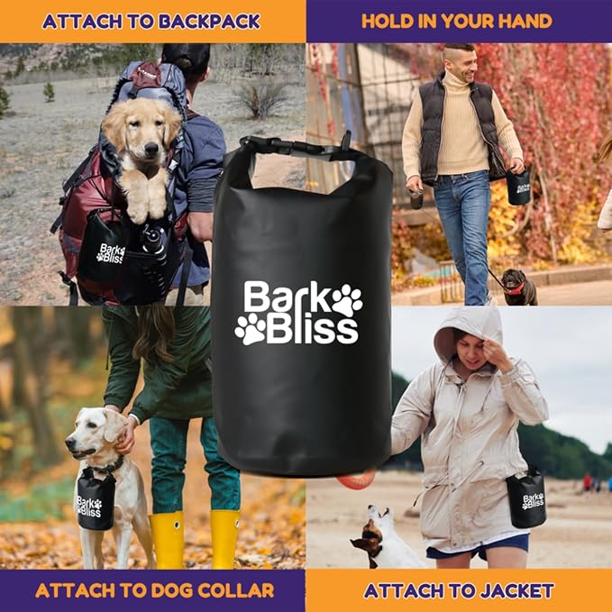 Reusable Odor Proof Dog Poop Bag Holder for Walks, Leashes, Water Resistant Wag Bags for Backpacking, Dog Hiking Bag, Black, 2L