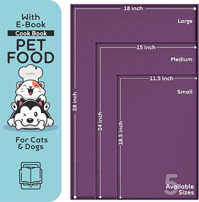 Dog Food Mat - Raised Edges Dogs Mat for Food and Water Prevent Spill, Waterproof Cat Food Mats Protect Floors, Easy Clean Dog Bowl Mats for Food and Water, Silicone Pet Food Tray