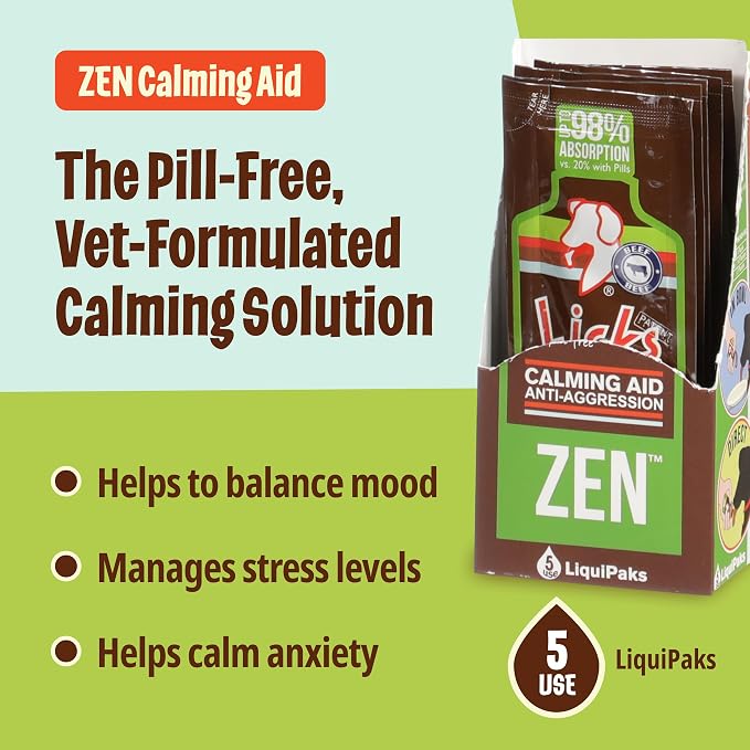 Licks Zen Calming Aid, L-Theanine, Dogs & Cats, Chicken, 5 Packets