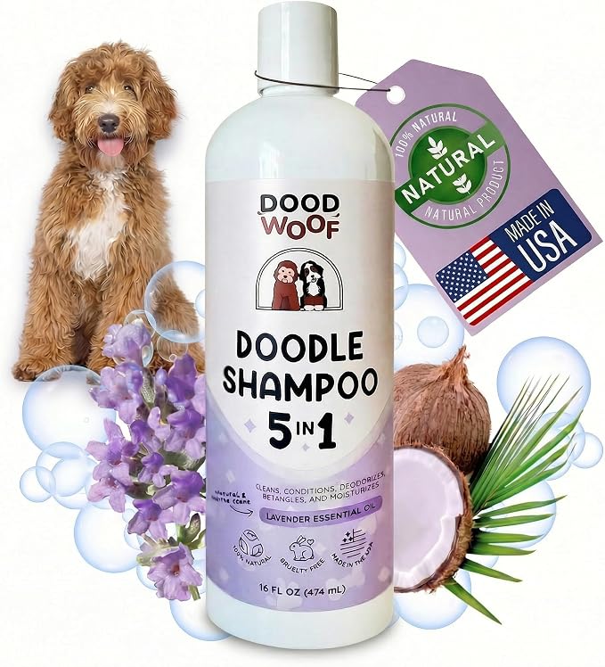 Dood Woof Dog Shampoo and Conditioner for Doodle - All Natural Dog Shampoo for Smelly Dogs, Sensitive Skin Pet Shampoo for Dogs, Goldendoodle, Doodles, Poodle, Puppy Shampoo and Conditioner - Dog Soap