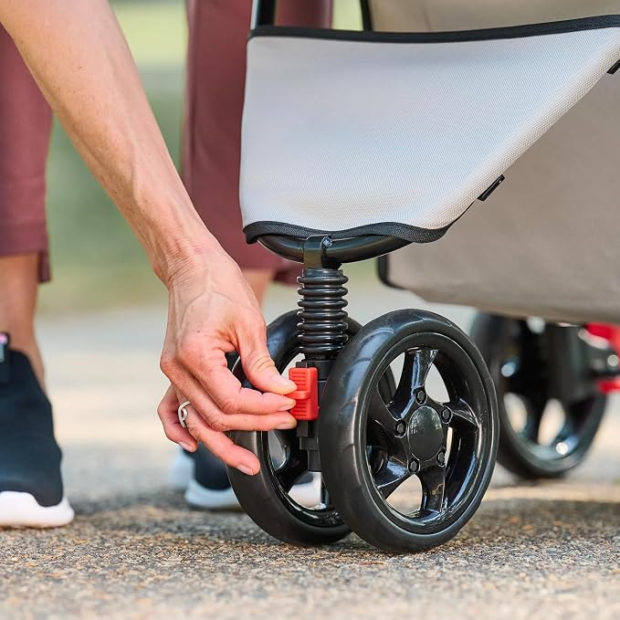 Carlson Pet Stroller - Khaki, 360° Swivel Wheel