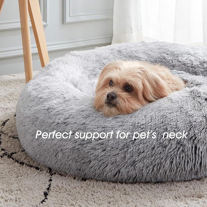 WESTERN HOME WH Calming Dog Bed & Cat Bed Washable Puppy Bed,24" Light Grey