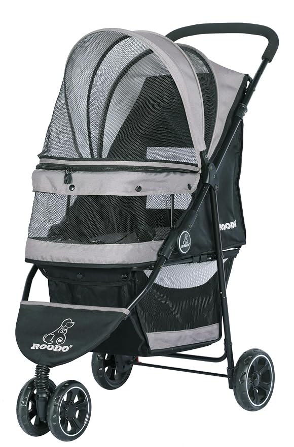 ROODO Escort 3-Wheel Pet Stroller - Grey, All-Terrain Jogger