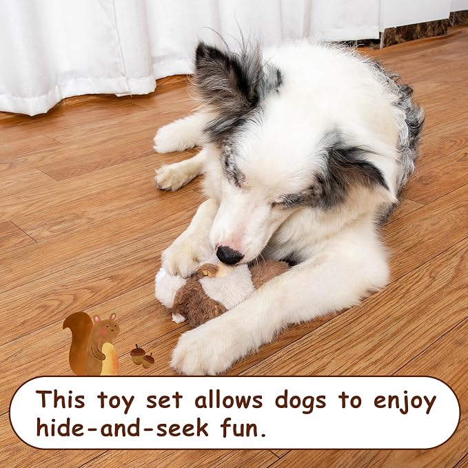 Hollypet Squeaky Hide and Seek Dog Toys for Small and Medium, Pine Cone | Interactive Plush Stuffed Dog Squeak Toys for Small Medium Sized Dogs and Non-Aggressive Chewers, Puppy Teeth Clean Chew Toys