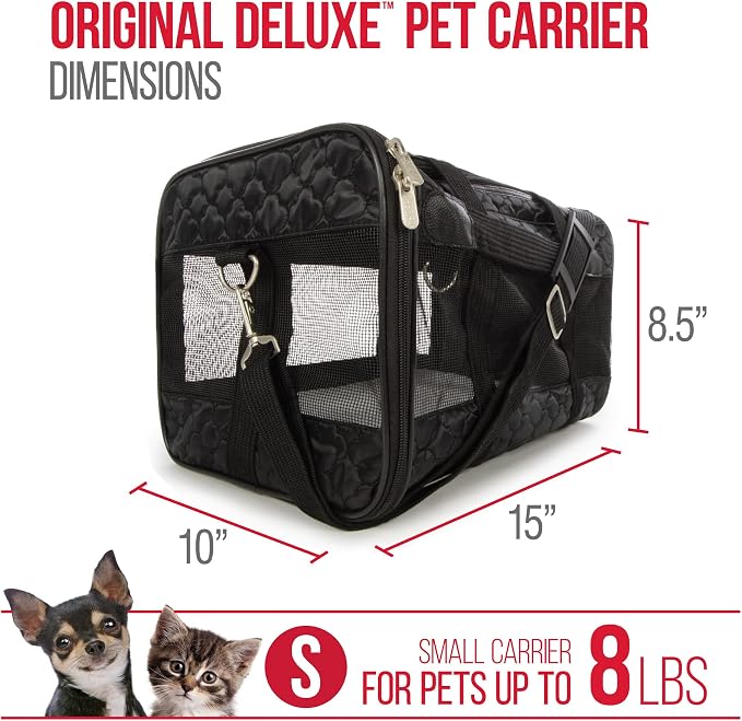 Sherpa Original Deluxe Travel Pet Carrier, Airline Approved, Black Lattice, Small
