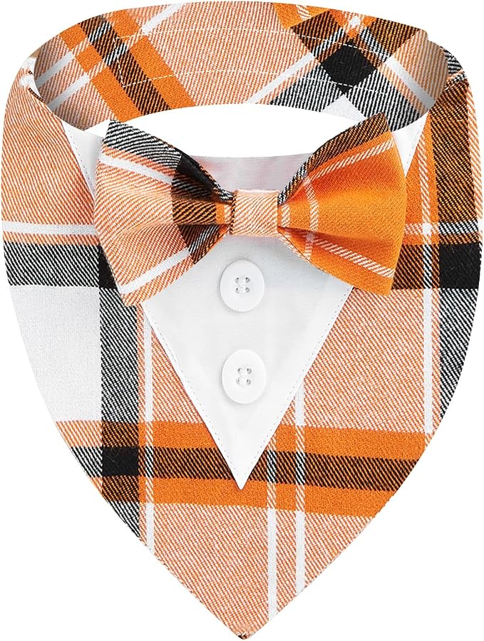 Fall Dog Tuxedo Bandana, Large, Small, Orange
