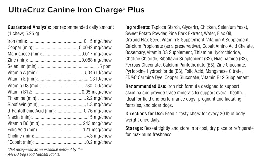 Ultracruz Canine Iron Charge® Plus, 60 Tasty Chews