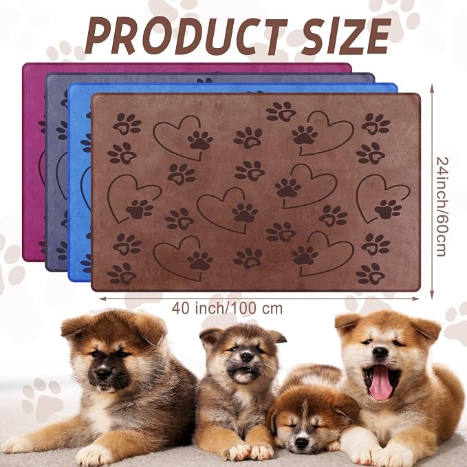 Fanfanwin 4 Pcs Dog Bath Towels Microfiber Drying Dog Towel Absorbent Pet Heart Paw Towels for Medium Dogs Puppy Cats Pets Shower(Gray, Brown, Blue, Wind Red)