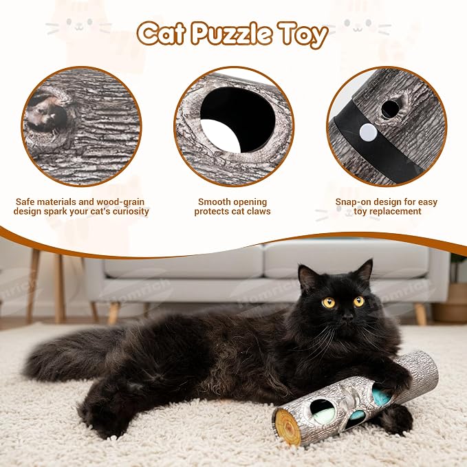 Homrich Interactive Cat Puzzle Enrichment Toy Hide & Seek with Plush Catnip | Self-Play Fun for Indoor Cats Engages Natural Hunting Instincts Relieves Boredom Provides Mental Stimulation & Exercise